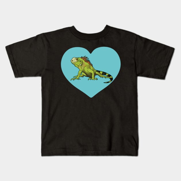 Iguana Heart for Iguana Lovers, White Kids T-Shirt by Mochi Merch